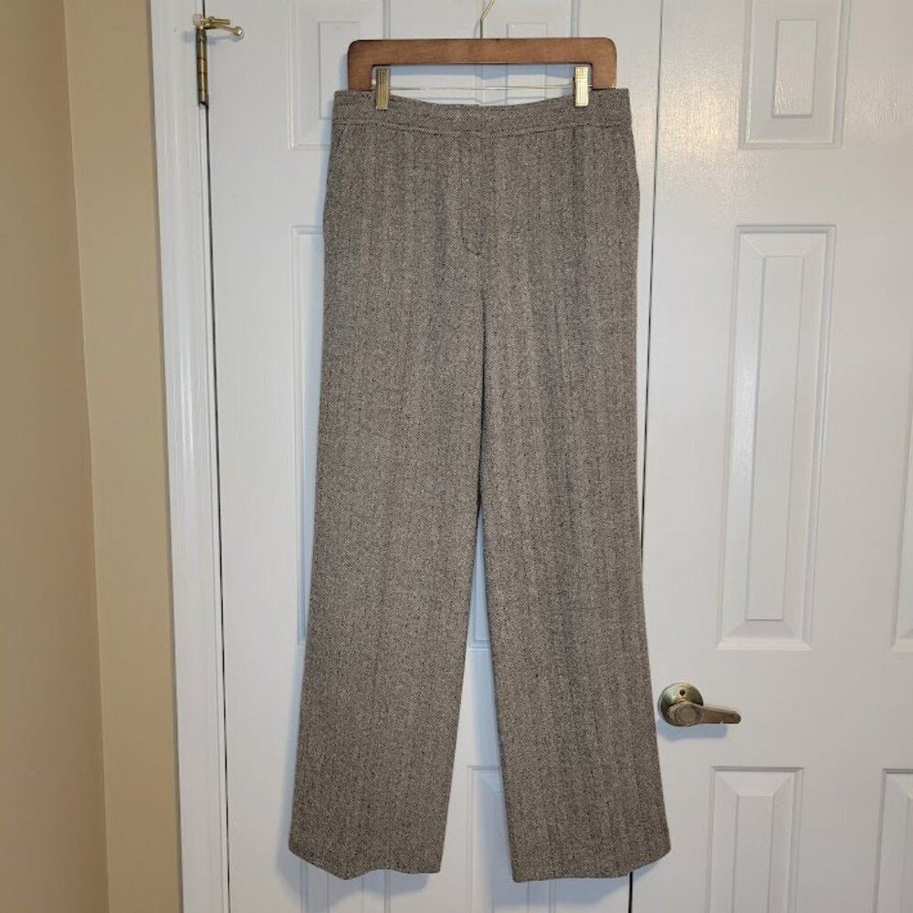 Realties Brown & Cream Herringbone Tweed Dress Pants Size 8 Lined | Early 2000s